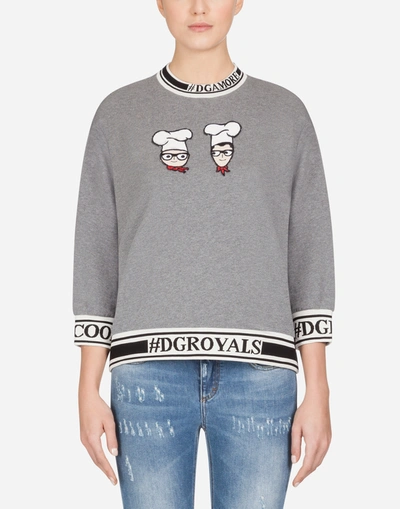 Dolce & Gabbana #dgfamily Cotton Sweatshirt In Gray