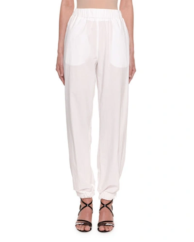 Msgm Pull-on Cotton Jogger Pants In White