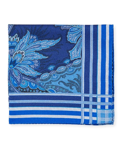 Etro Men's Pochette Jamul Pocket Square In Navy