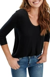 Splendid Scoop Neck Jersey Tee In Black