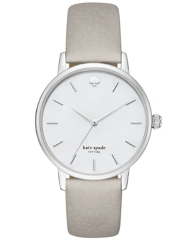 Kate Spade Women's Metro Clocktower Gray Leather Strap Watch 34mm Ksw1141 In Mother Of Pearl