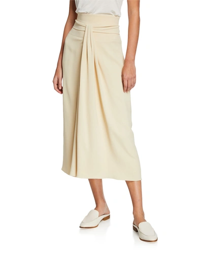 The Row Alina Sash Waist Midi Skirt In Beige