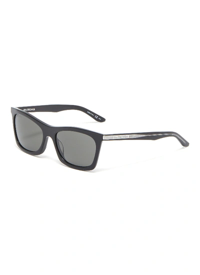 Balenciaga Men's Rectangular Acetate Rimmed Sunglasses In Black