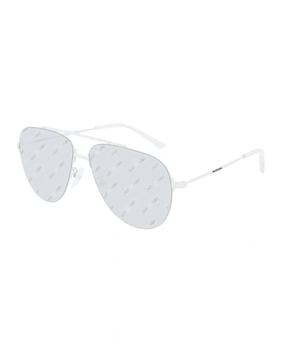 Balenciaga Men's Unisex Metal Aviator Sunglasses In White