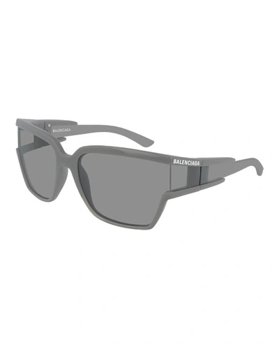 Balenciaga Men's Square Unisex Injection Sunglasses In Gray