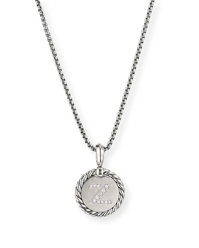 David Yurman Collectible Diamond Initial Z Necklace In Silver