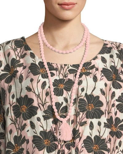 Masai Ariel Covered Beaded Necklace With Tassel In Rosetan