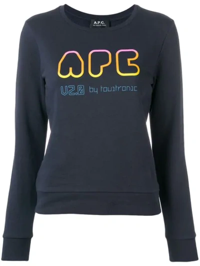 Apc V2.0 Printed Cotton Sweatshirt In Blue