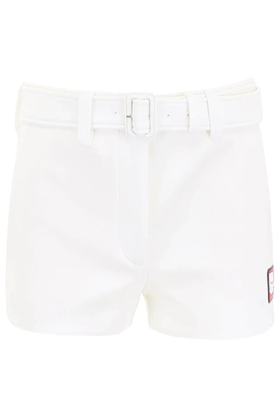 Prada Shorts With Rubber Logo In White