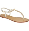Tory Burch Emmy Embellished T-strap Sandal In Linen White