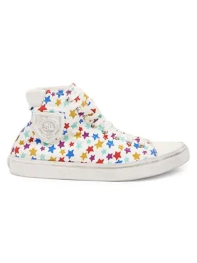 Saint Laurent Bedford Canvas Star-print High-top Sneakers In Multi