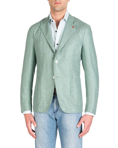 Isaia Men's Sage Silk Blazer In Green