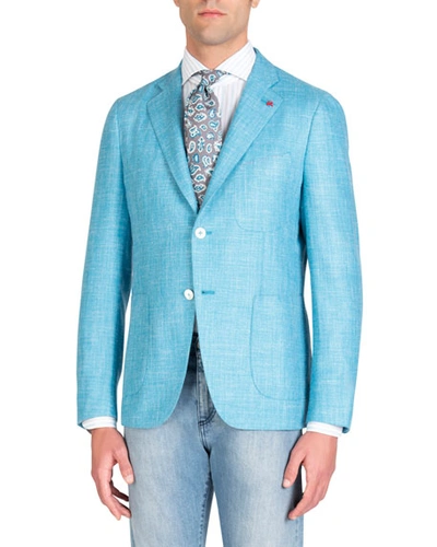 Isaia Men's Aqua Blazer In Blue