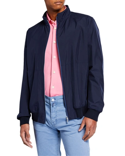 Kiton Men's Packable Bomber Jacket In Blue