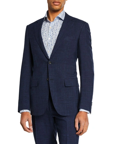 Canali Men's High Performance Tonal Check Two-piece Suit In Blue