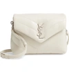Saint Laurent Loulou Monogram Ysl Mini V-flap Calf Leather Crossbody Bag - Nickel Oxide Hardware In Crema Soft