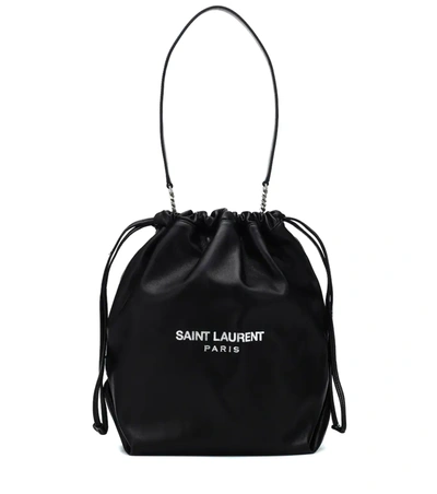 Saint Laurent Teddy Printed Leather Bucket Bag In Rosa