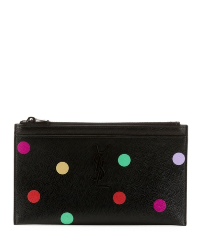 Saint Laurent Ysl Monogram Polka dot Zip Pouch Wallet In Black Pattern ModeSens