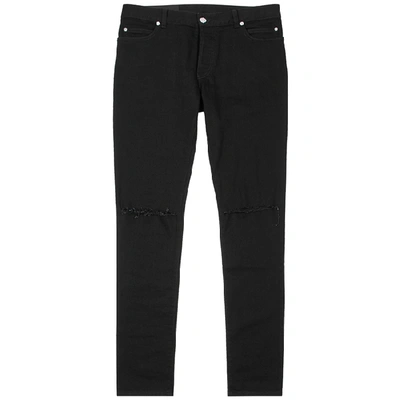 Balmain Ripped Mid-rise Straight-leg Jeans In Black