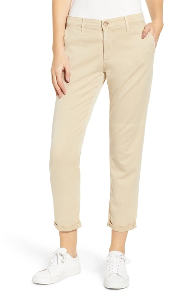 Ag Caden Crop Twill Trousers In Sulfur Fresh Sand