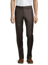 Zanella Parker Wool Flat Front Trousers In Dark Brown