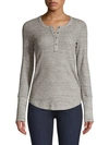 Splendid Thermal Henley Top In Heather Grey