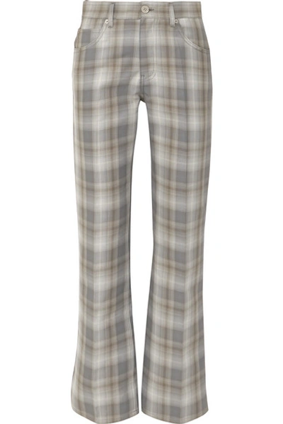 Mm6 Maison Margiela Straight-leg Checked Cotton-blend Trousers In Gray