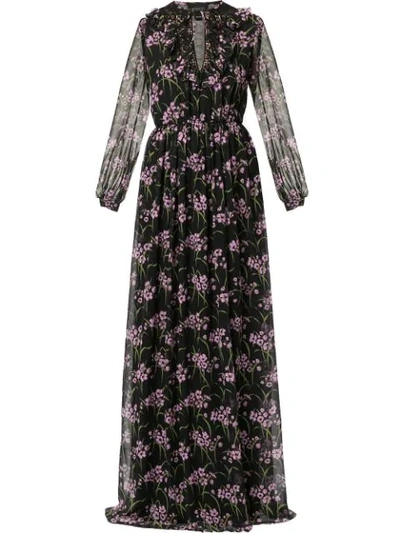 Giambattista Valli Floral-print Silk-georgette Gown In Black