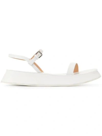 Jil Sander Strappy Platform Sandals In White