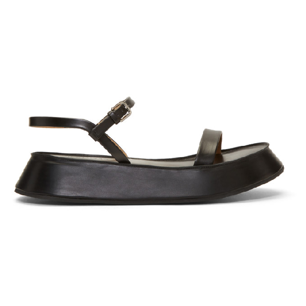 black leather flatform sandals