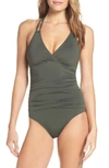 La Blanca Island Underwire X Back One Piece Swimsuit In Olive