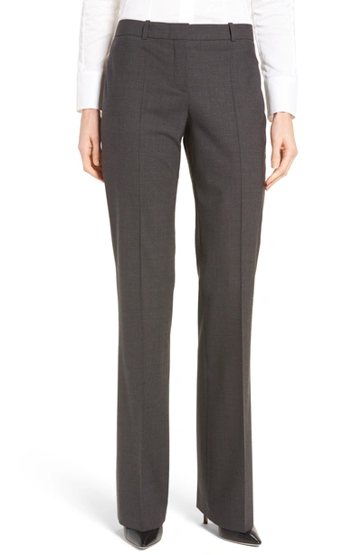 Hugo Boss Tulea3 Tropical Stretch Wool Trousers In Charcoal