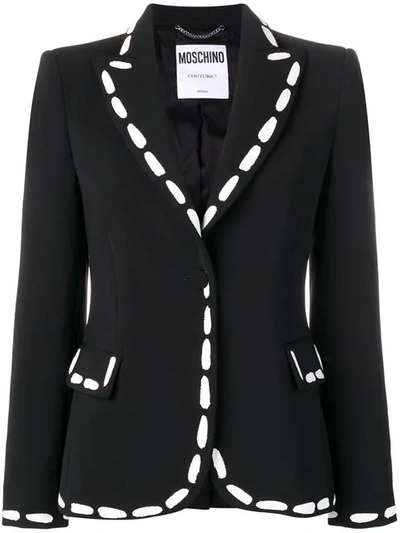 Moschino Print Detailed Fitted Blazer In Black