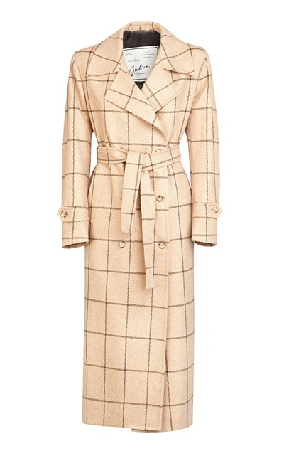 Giuliva Heritage Collection Christie Double-breasted Check-print Merino Wool Coat In Brown