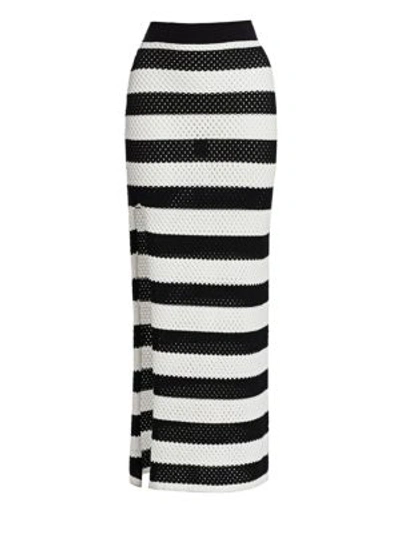 Dodo Bar Or Margaret Stripe Knit Maxi Skirt In Black White