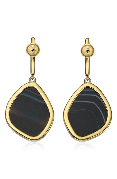 Monica Vinader Siren Nugget Semiprecious Stone Drop Earrings In Black Onyx/ Yellow Gold