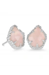 Kendra Scott Tessa Stone Stud Earrings In Rose/ Silver