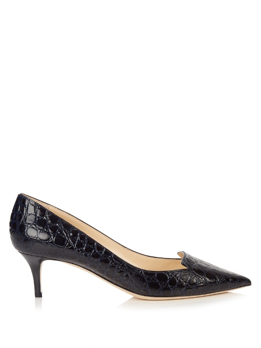 Jimmy Choo Allure 50mm Crocodile-effect Leather Pumps In Midnight-blue And Black | ModeSens