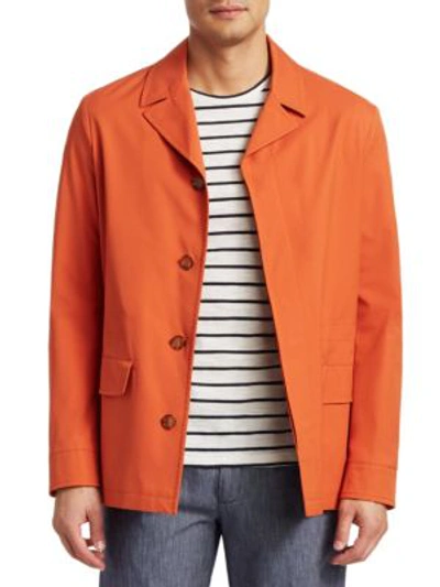 Saks Fifth Avenue Collection Notch Collar Rain Coat In Orange