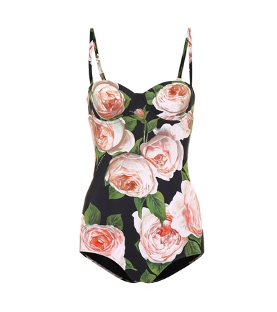 Dolce & Gabbana Dolce And Gabbana Black Rose One-piece Swimsuit