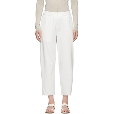 Raquel Allegra White Jersey Tailoring Ankle Lounge Pants In Ivory
