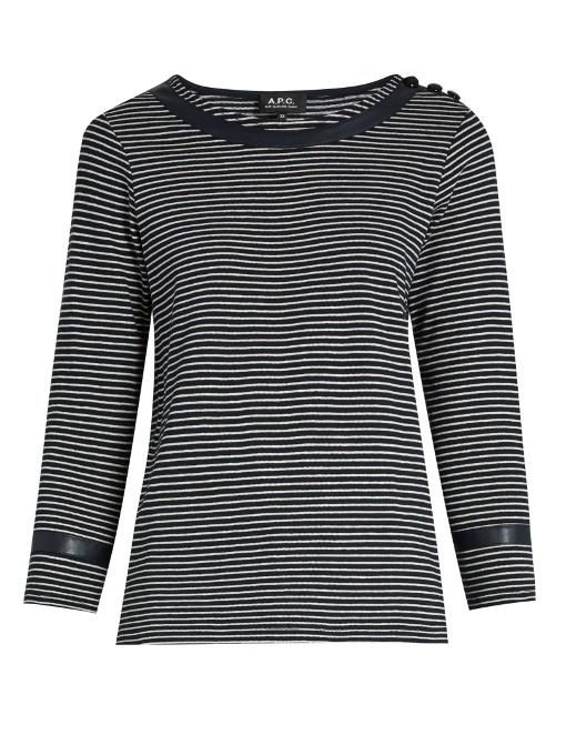 A.p.c. Cobob Striped Cotton-jersey T-shirt In Navy Multi | ModeSens