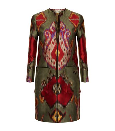 Etro Ikat Print Duchess Coat In Green | ModeSens