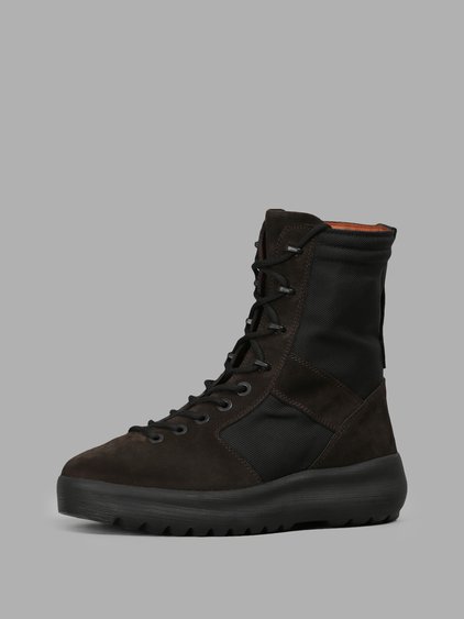 Yeezy Men's Leather & Textile Military Boot In Brown | ModeSens