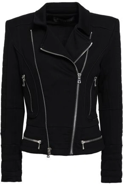 Balmain Woman French Cotton-terry Biker Jacket Black