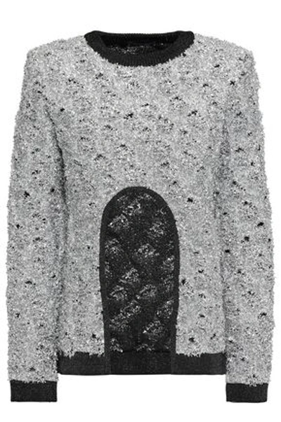 Balmain Woman Metallic Knitted Sweater Black