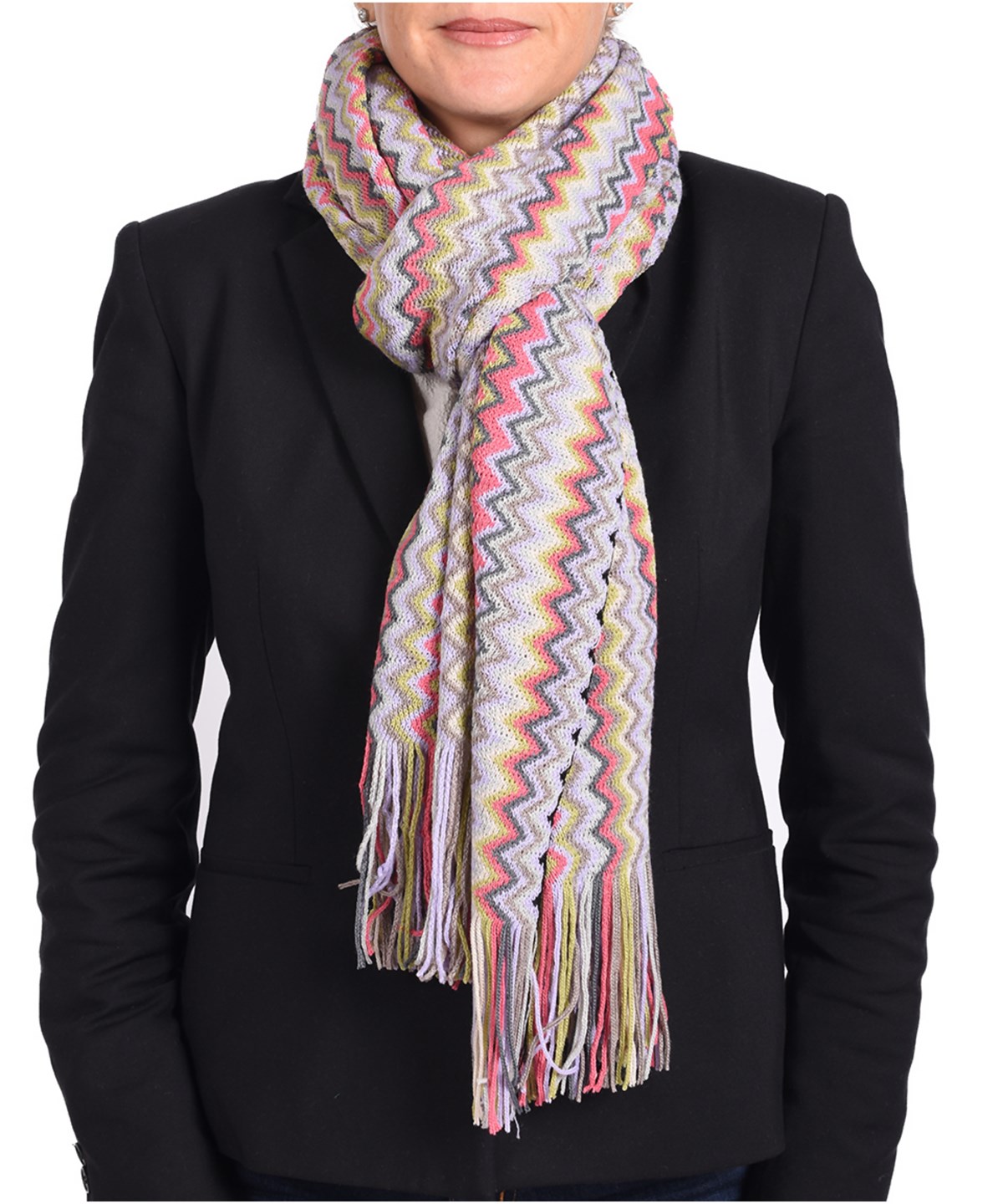 Missoni Women Classic Zig Zag Knit Scarf Shawl Pink In Multiple Colors
