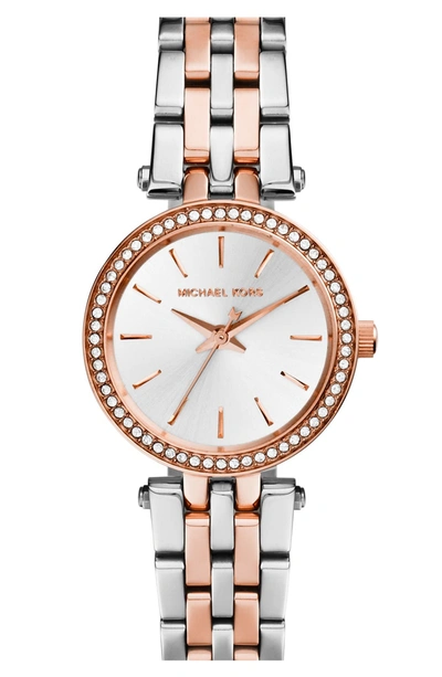 Michael Kors 'petite Darci' Crystal Bezel Bracelet Watch, 26mm In Silver