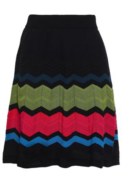 M Missoni Woman Striped Crochet-knit Skirt Black