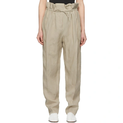 Acne Studios Paoli Pleated Linen Tapered Pants In Beige